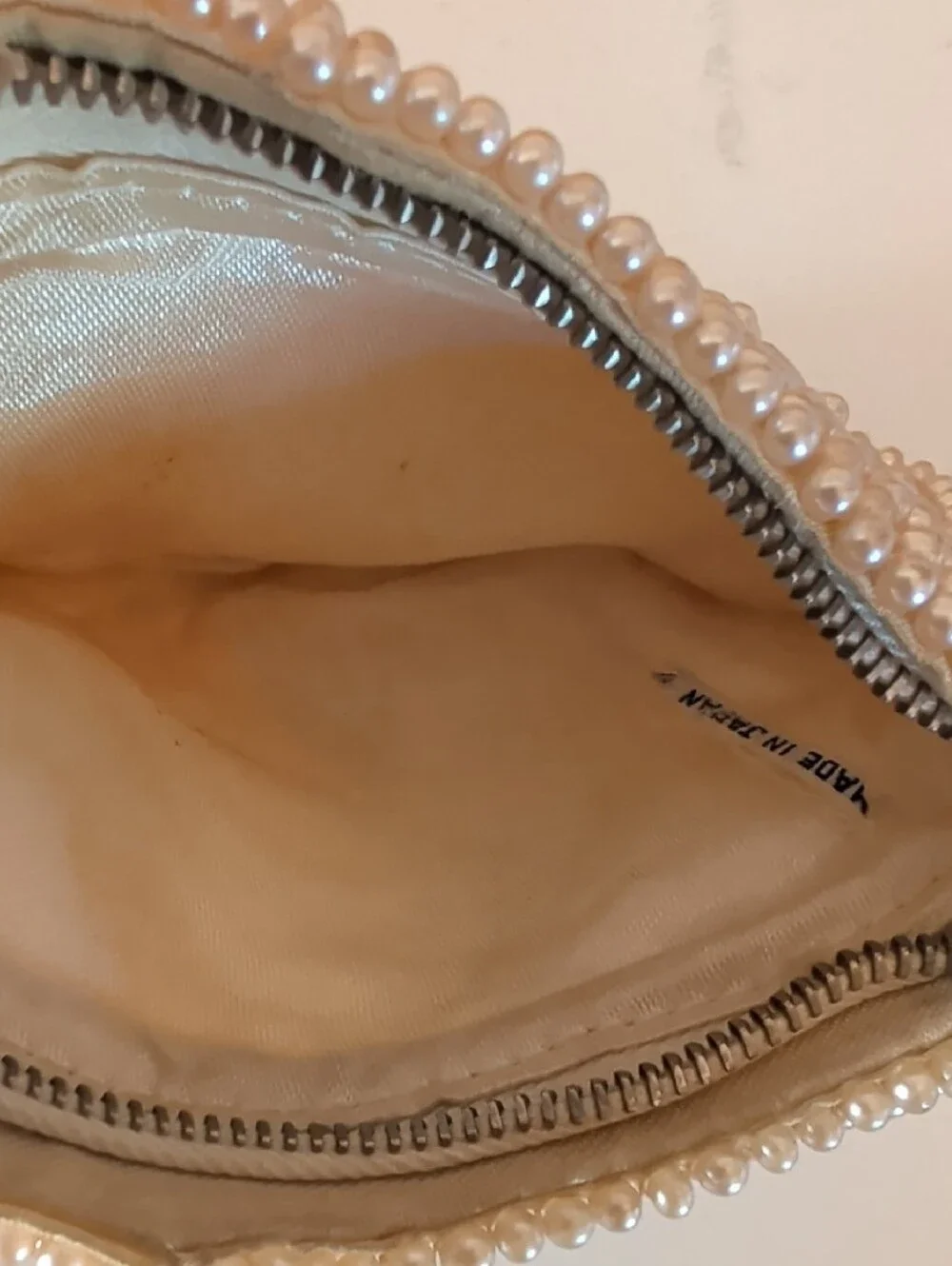 VTG. Faux Pearl Beaded Clutch Bag - Elegant Cream Evening Purse. Made In Japan